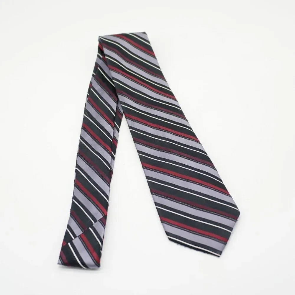 Arrow Black Red Purple Striped Woven Silk‎ Tie